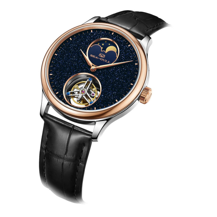 Seagull Tourbillon 42mm Blue Dial Black Strap