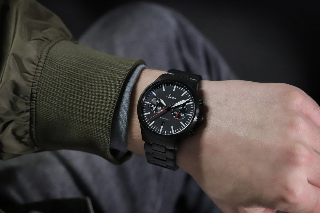 SINN 936 S 43mm Black Dial Black Stainless Steel Bracelet
