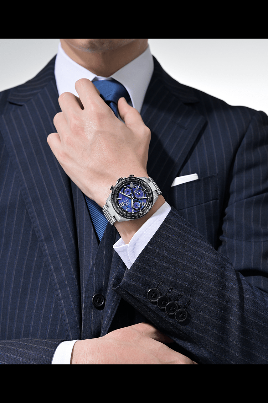 Citizen Attesa Satelite Wave GPS 44.5mm Blue Dial Silver Strap