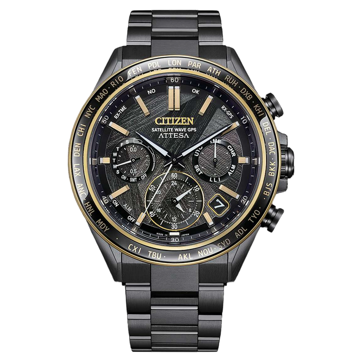 Citizen Attesa 44.6mm Black Dial Grey Super Titanium Strap