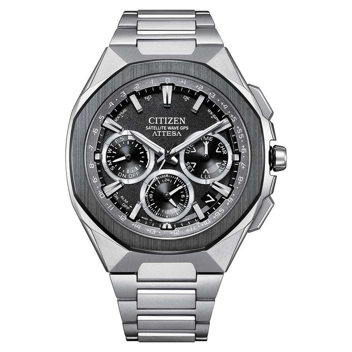 Citizen Attesa Satellite Wave 44mm Black Dial Silver Strap