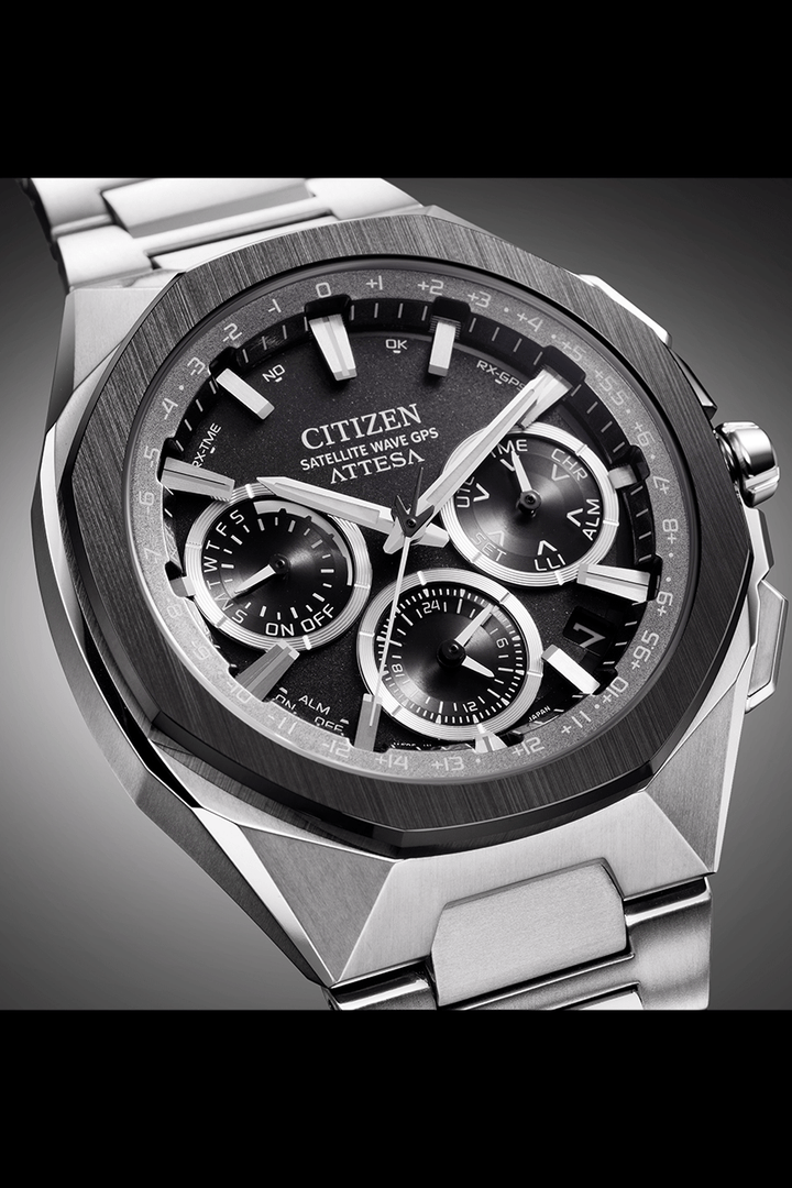 Citizen Attesa Satellite Wave 44mm Black Dial Silver Strap