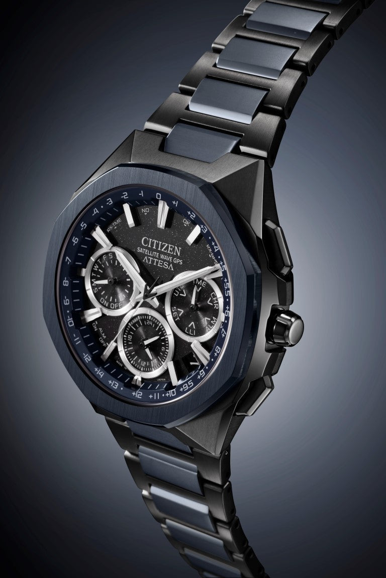 Citizen Attesa Satelite Wave GPS 44mm Black Dial Blue Strap