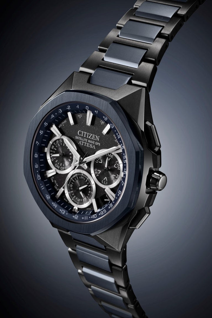 Citizen Attesa Satelite Wave GPS 44mm Black Dial Blue Strap