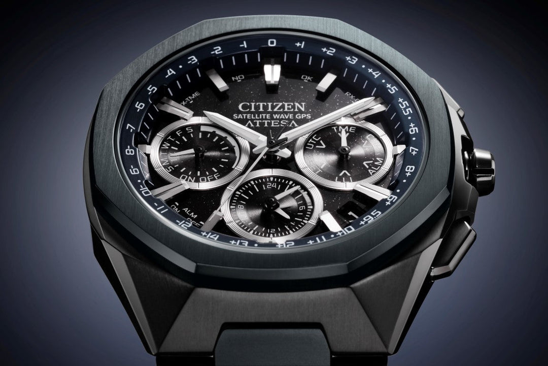 Citizen Attesa Satelite Wave GPS 44mm Black Dial Blue Strap