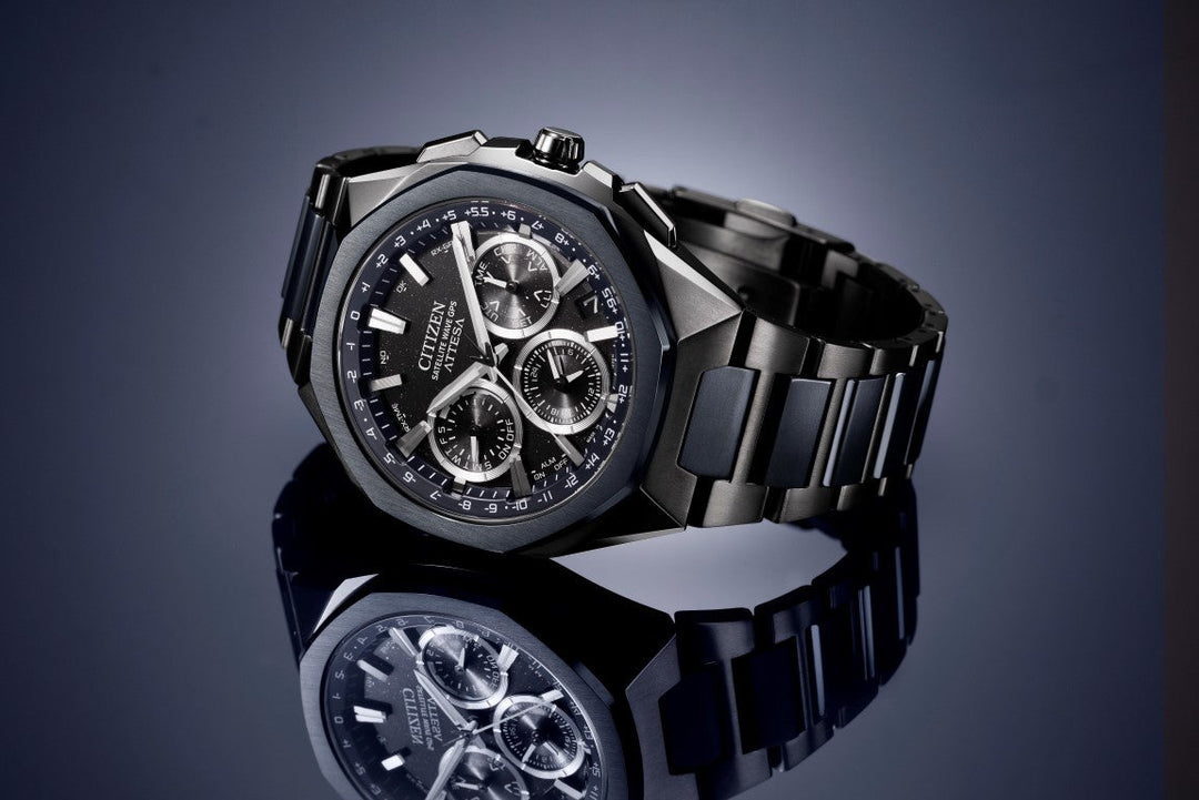 Citizen Attesa Satelite Wave GPS 44mm Black Dial Blue Strap