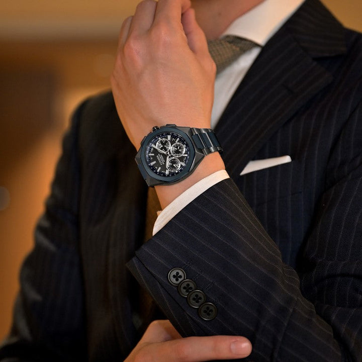 Citizen Attesa Satelite Wave GPS 44mm Black Dial Blue Strap