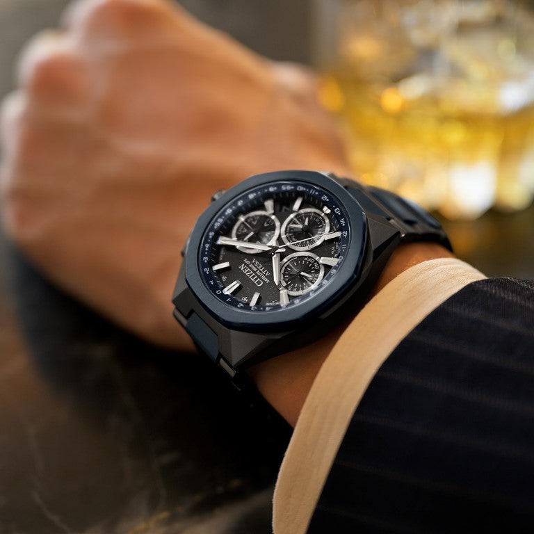 Citizen Attesa Satelite Wave GPS 44mm Black Dial Blue Strap