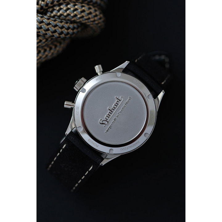 Hanhart 417 ES 1954 39mm Black Dial Black Strap