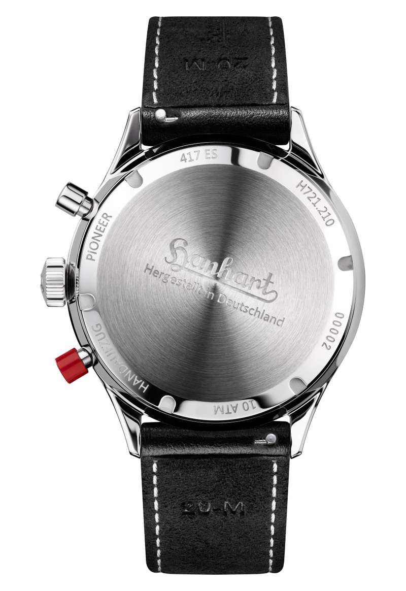 Hanhart 417 ES 1954 Heritage Flyback 39mm Black Dial Black Strap