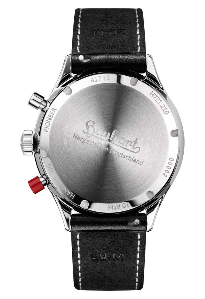 Hanhart 417 ES 1954 Heritage Flyback 39mm Black Dial Black Strap