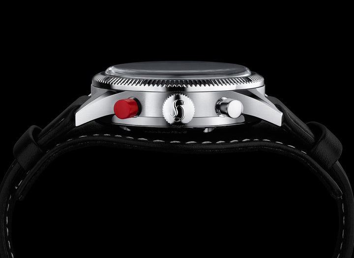 Hanhart 417 ES 1954 Heritage Flyback 39mm Black Dial Black Strap