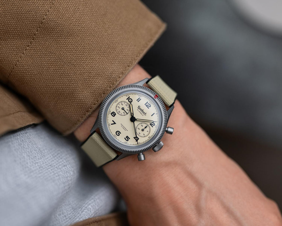 Hanhart Pioneer 417 TI Desert Pilot 39mm Sand Dial Sand Strap
