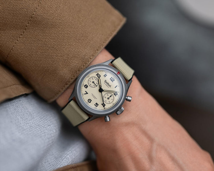 Hanhart Pioneer 417 TI Desert Pilot 39mm Sand Dial Sand Strap