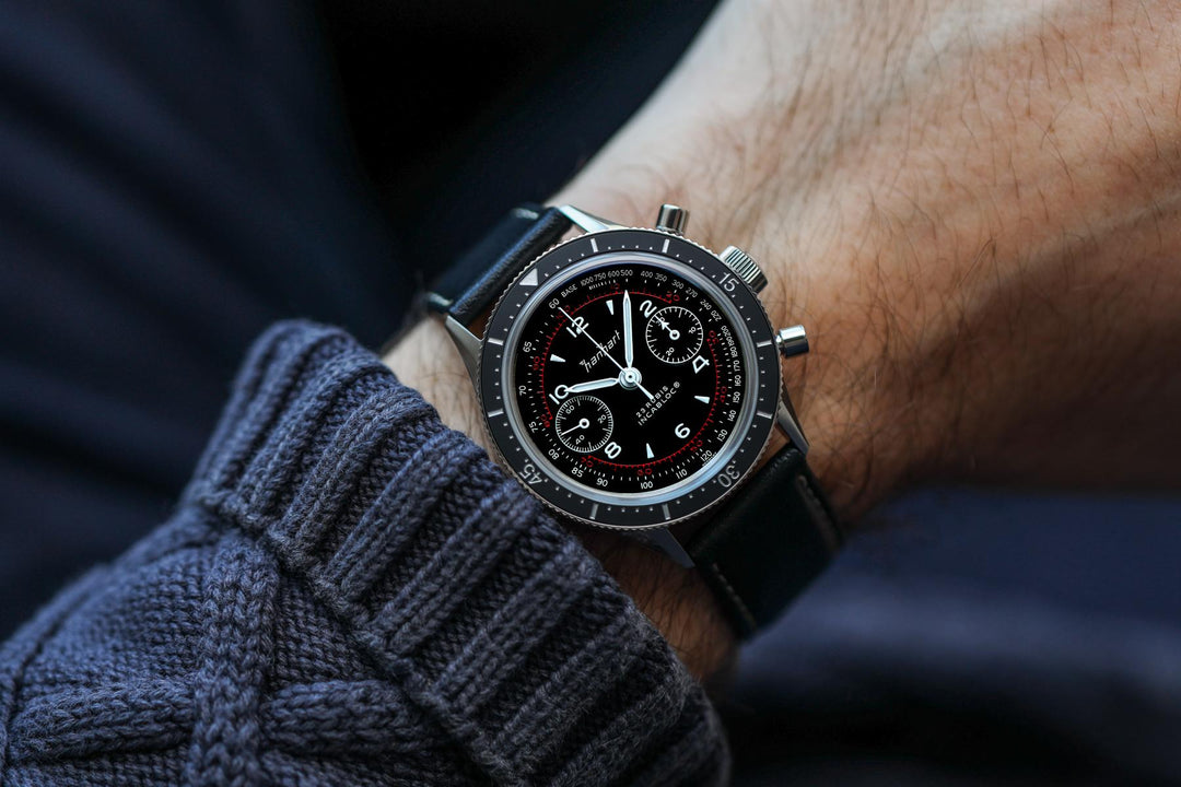Hanhart 415 ES Pure 39mm Black Dial Black Strap