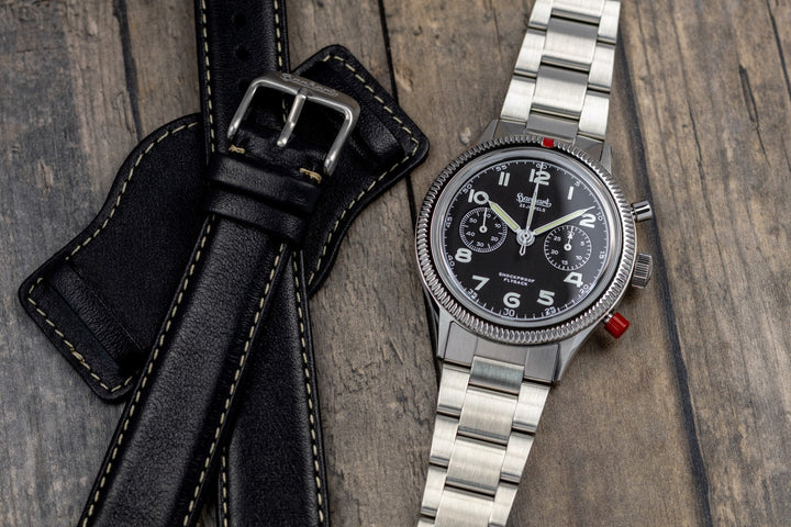Hanhart 417 ES Heritage Flyback 42mm Black Dial Silver Steel Bracelet