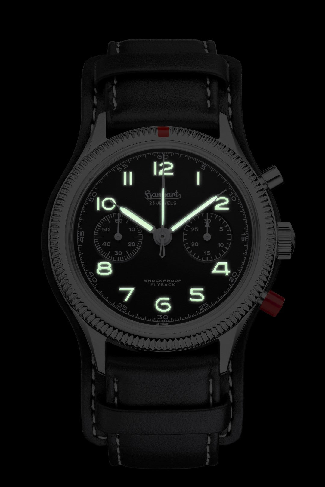 Hanhart 417 ES Heritage Flyback 42mm Black Dial Black Strap