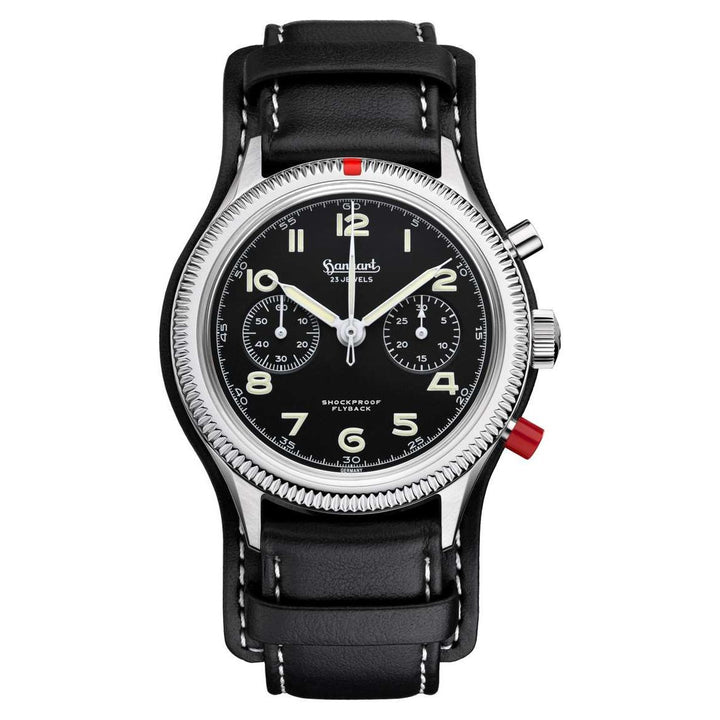 Hanhart 417 ES Heritage Flyback 42mm Black Dial Black Strap