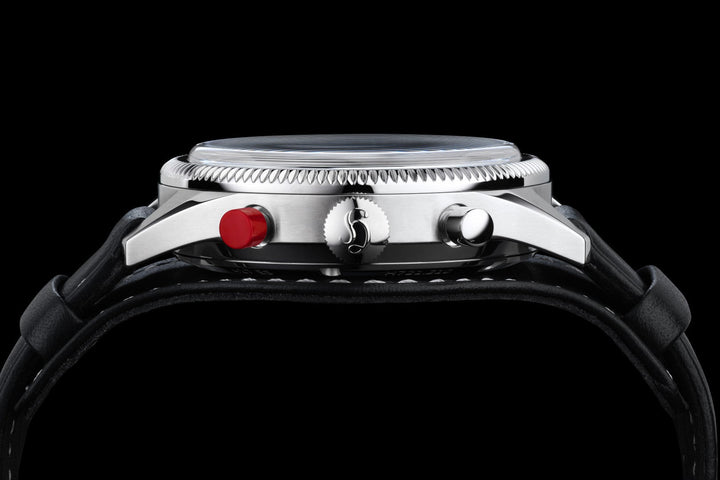 Hanhart 417 ES Heritage Flyback 42mm Black Dial Black Strap