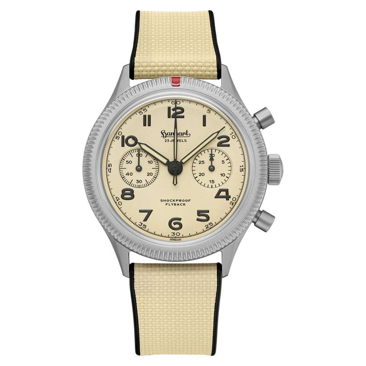 Hanhart Pioneer 417 TI Desert Pilot 42mm Sand Dial Sand Strap