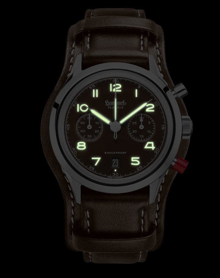 Hanhart X Porsche Fahrer Magazin 417 ES Mocha Flyback Date 42mm Mocha-brown Dial Brown Strap