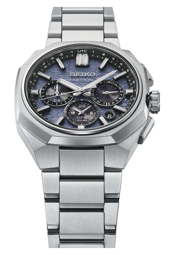 Seiko Astron 43.4mm Blue Dial Silver Titanium Strap