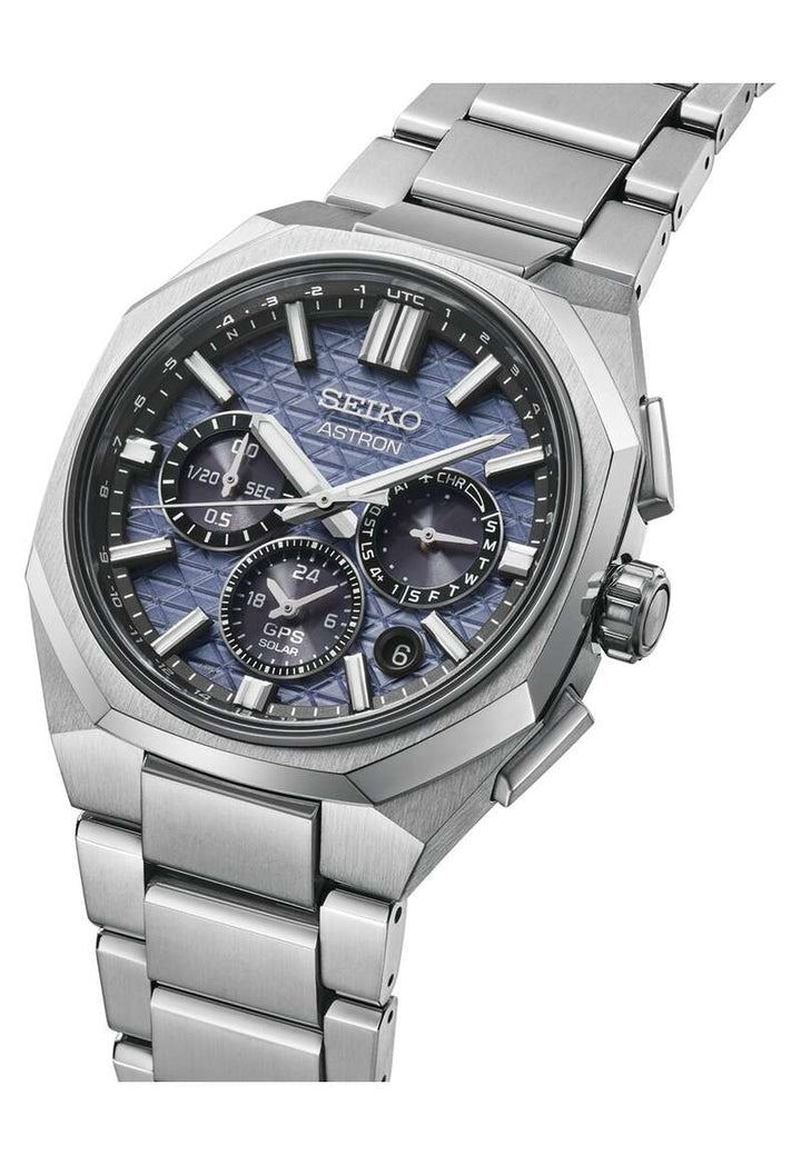 Seiko Astron 43.4mm Blue Dial Silver Titanium Strap