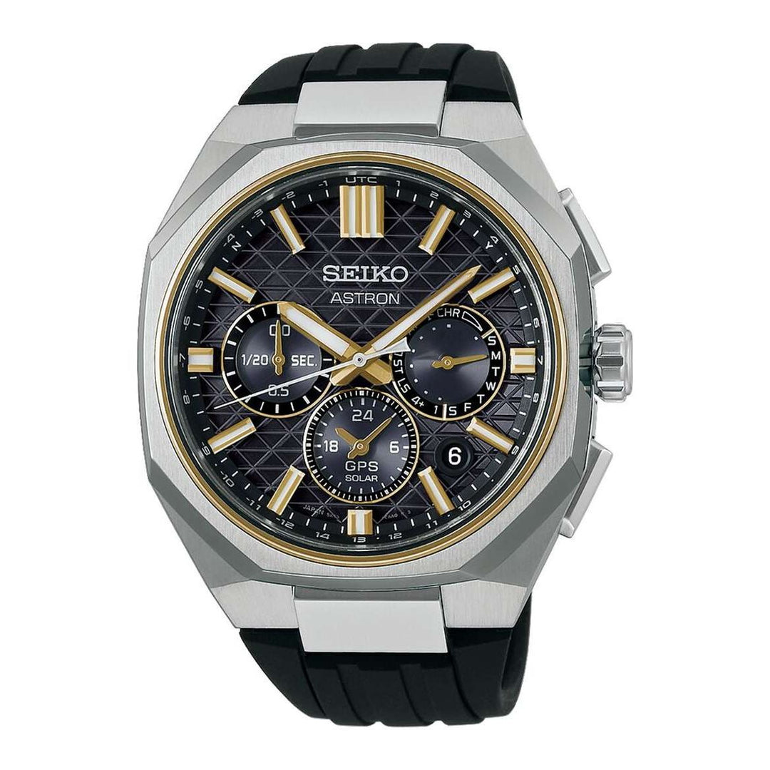 Seiko Astron 43.4mm Black Dial Black Silicone Strap