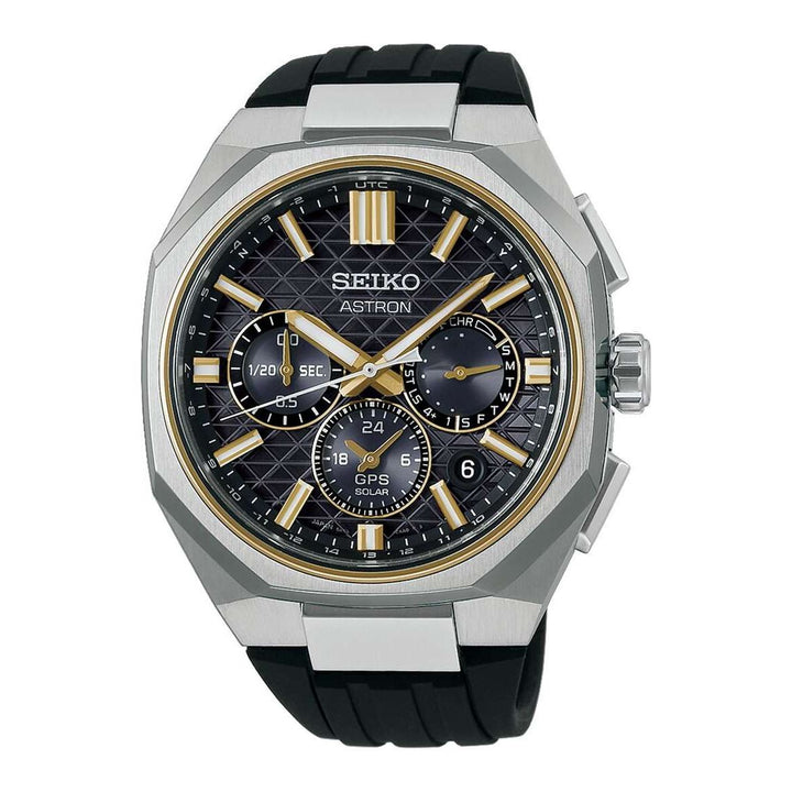 Seiko Astron 43.4mm Black Dial Black Silicone Strap