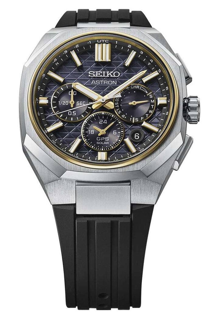 Seiko Astron 43.4mm Black Dial Black Silicone Strap