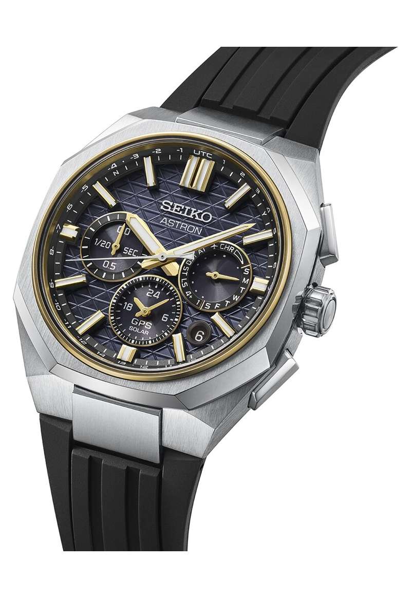 Seiko Astron 43.4mm Black Dial Black Silicone Strap