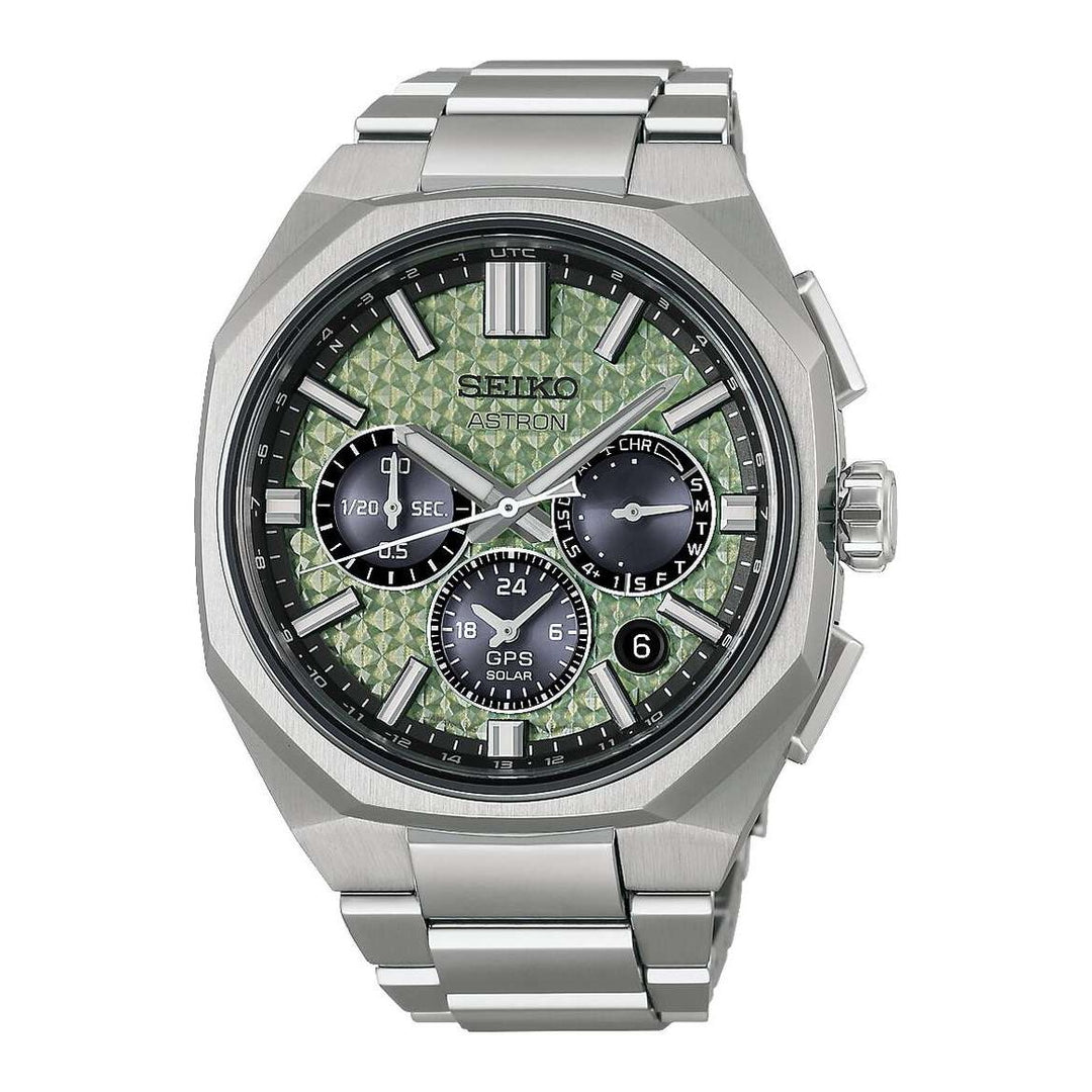 Seiko Astron 43.4mm Crystal Green Dial Silver Titanium Strap
