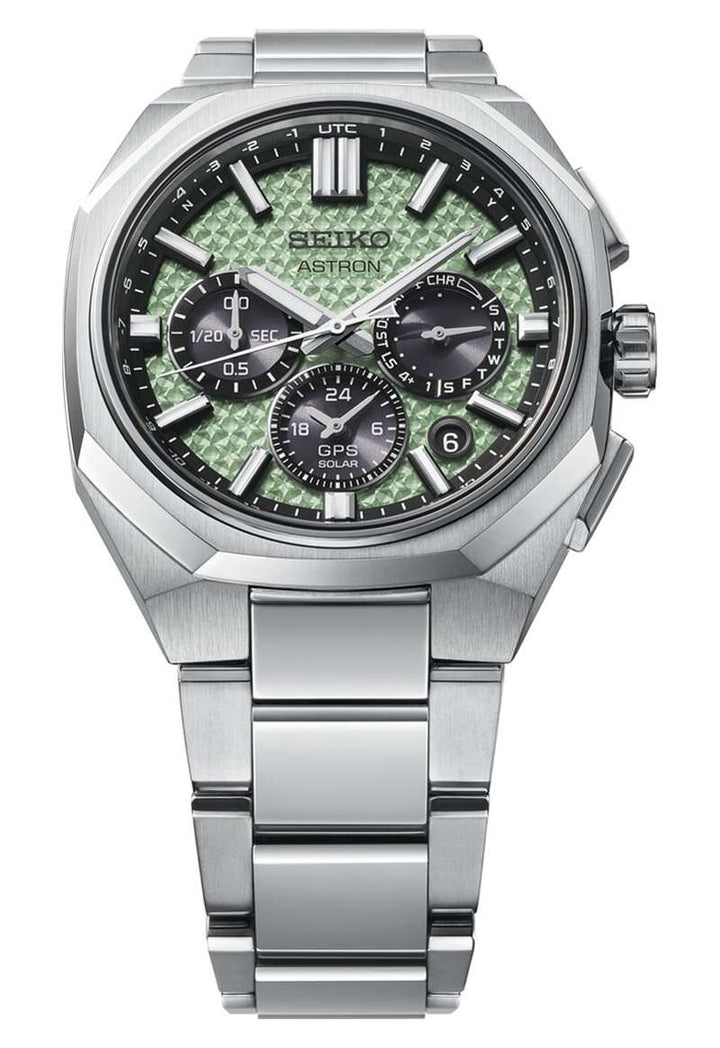 Seiko Astron 43.4mm Crystal Green Dial Silver Titanium Strap