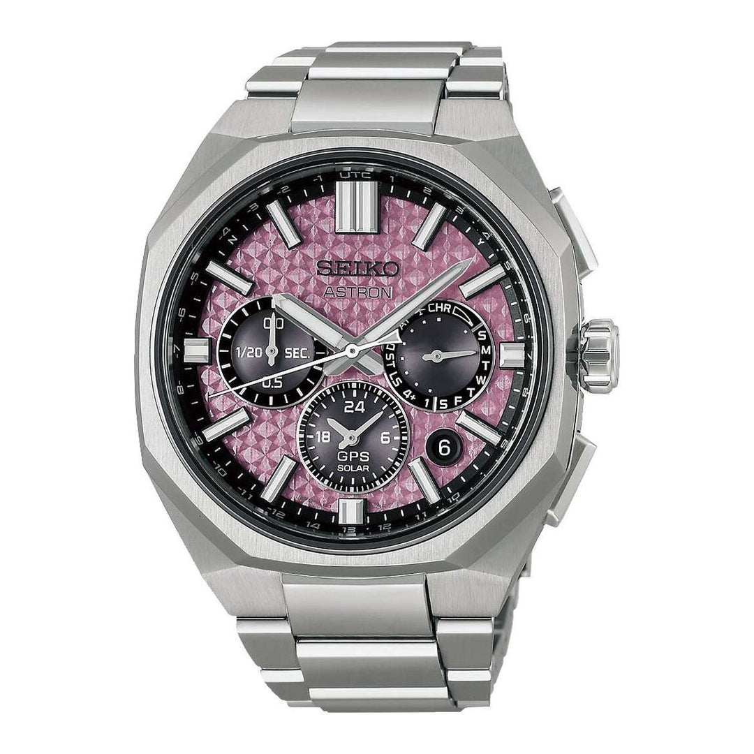 Seiko Astron 43.4mm Crystal Rose Dial Silver Titanium Strap