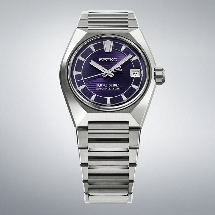 Seiko King Seiko 41mm Purple Dial Silver Titanium Strap