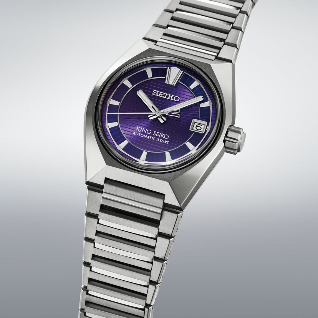 Seiko King Seiko 41mm Purple Dial Silver Titanium Strap