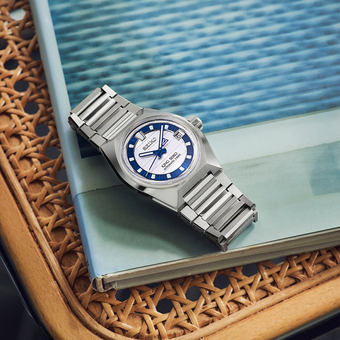 Seiko King Seiko 41mm Blue Dial Silver Titanium Strap