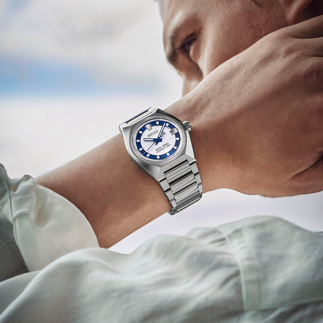 Seiko King Seiko 41mm Blue Dial Silver Titanium Strap