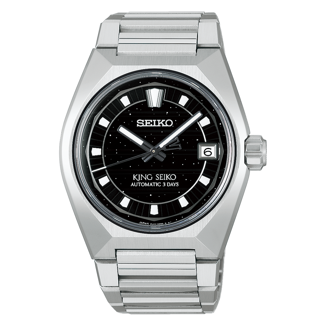 SEIKO King Seiko VANAC 41mm Black Dial Silver Stainless Steel Bracelet