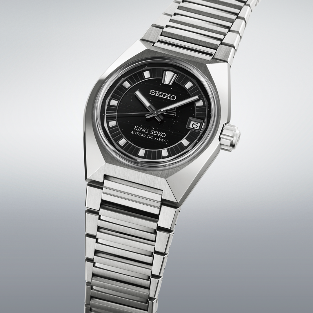 SEIKO King Seiko VANAC 41mm Black Dial Silver Stainless Steel Bracelet