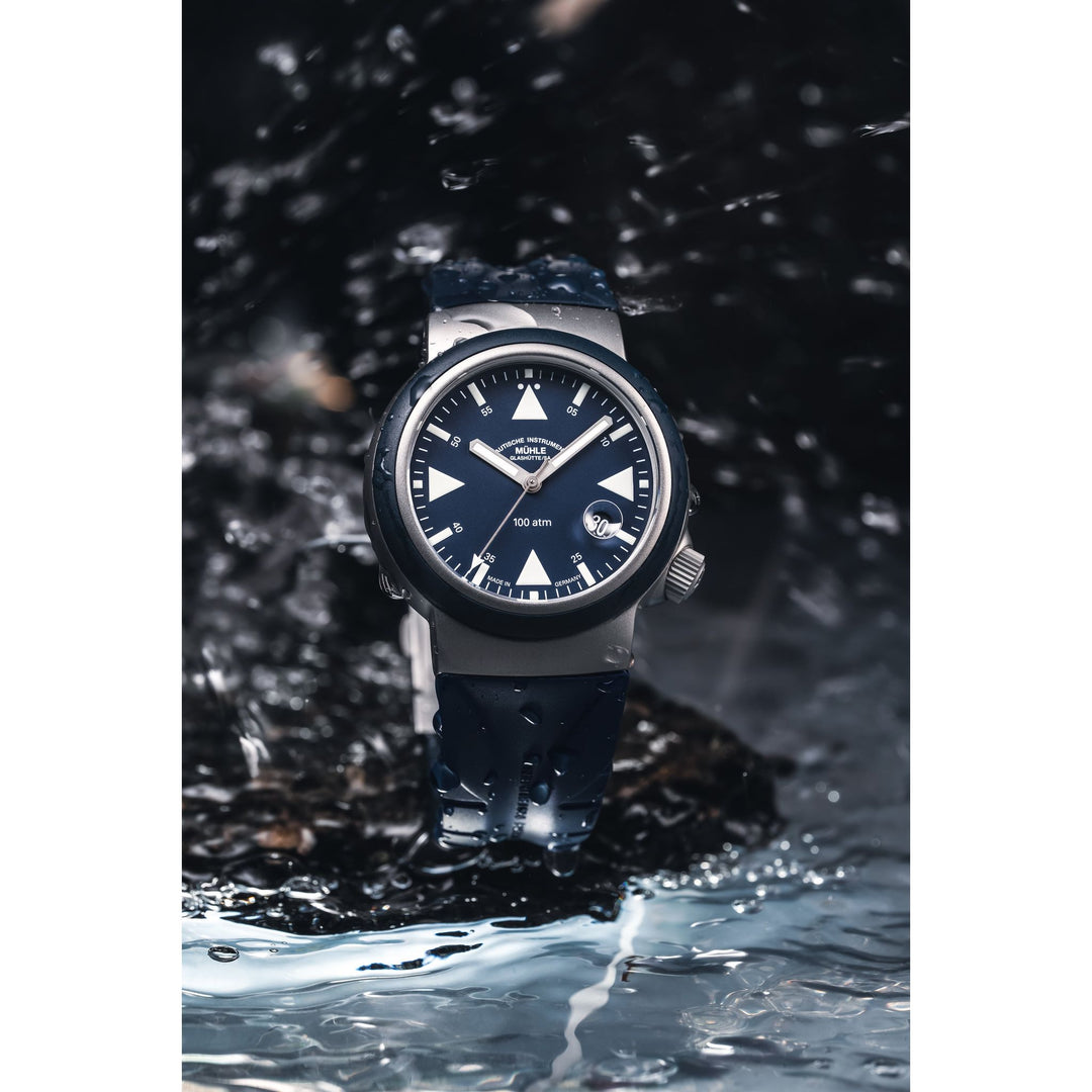 Mühle Glashütte S.A.R. Rescue Timer 42mm Blue Dial Blue Strap