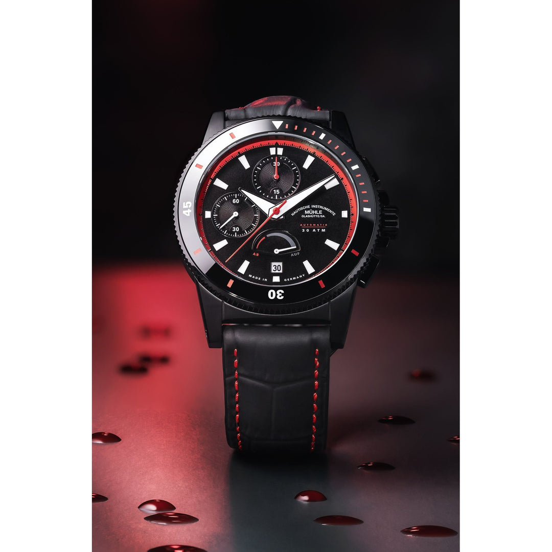 Mühle Glashütte Sportivo Power Chronograph First Edition 42.5mm Black Dial Black Strap