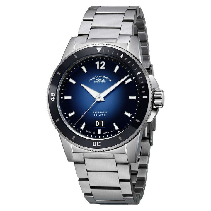 Mühle Glashütte Sportivo 42.5mm Deep blue Dial Silver Steel Bracelet
