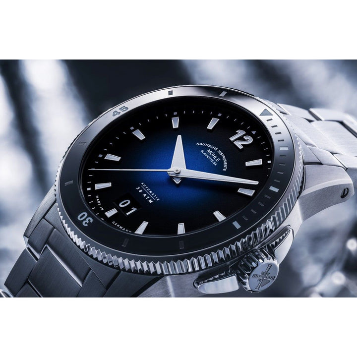 Mühle Glashütte Sportivo 42.5mm Deep blue Dial Silver Steel Bracelet