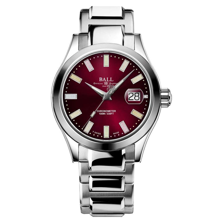 Ball Watch Watch Engineer III Marvelight Chronometer 40mm Burgundy red Dial Silver Steel Bracelet