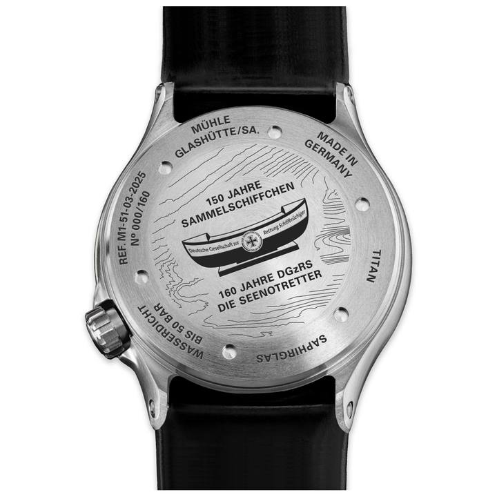 Mühle Glashütte S.A.R. Mission-Timer “160 years DGzRS” 43mm Grey Dial Black Strap
