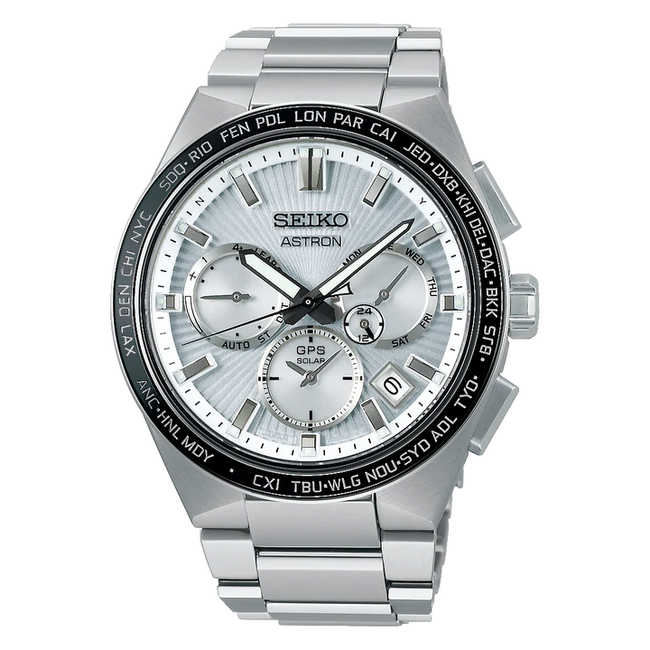 Seiko Astron 43.1mm Silver Dial Silver Strap