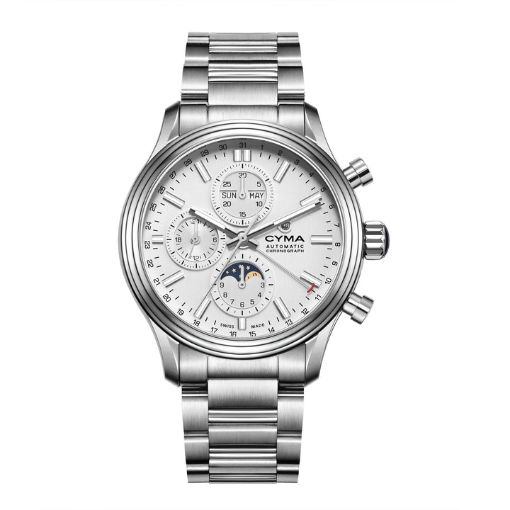 Cyma Grand Maestro The Chess Collection 43.5mm Silver white dial with vertical brush finish Dial Silver Steel Bracelet