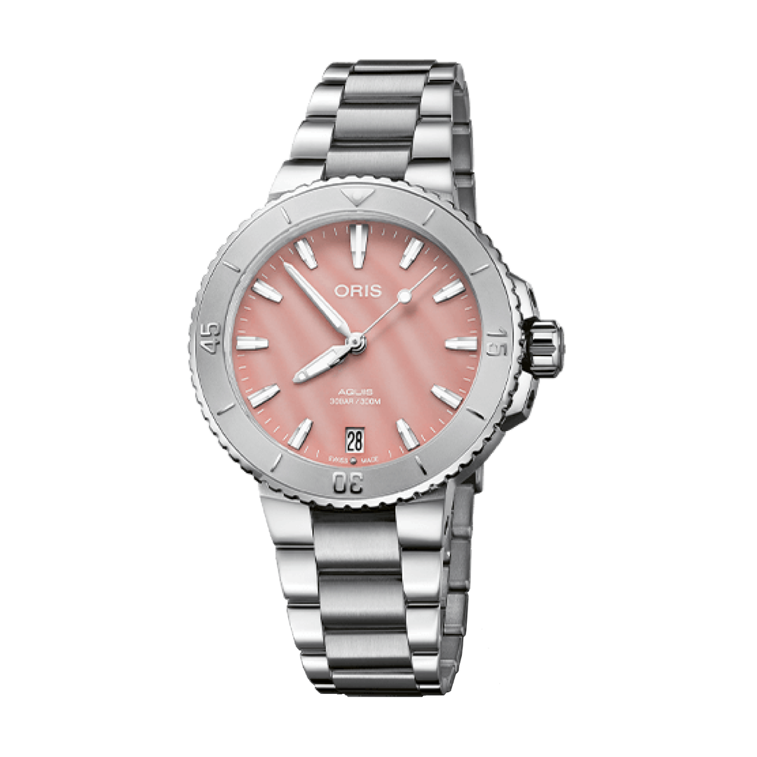 Oris Aquis 36.5mm Pink MOP Dial Silver Steel Bracelet
