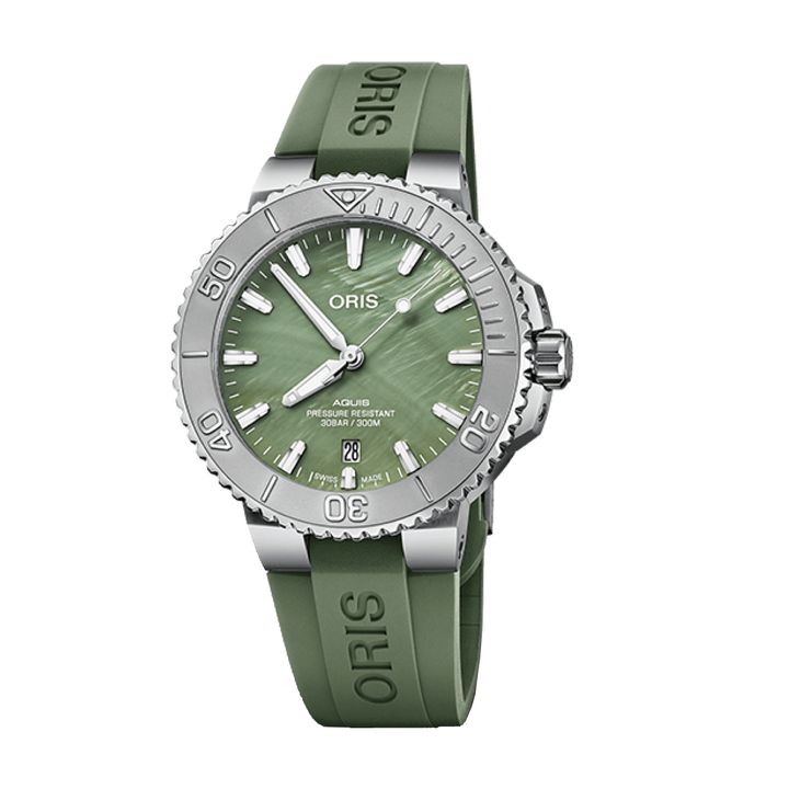 Oris Aquis New York Harbor Limited edition 41.5mm Green MOP Dial Green Strap
